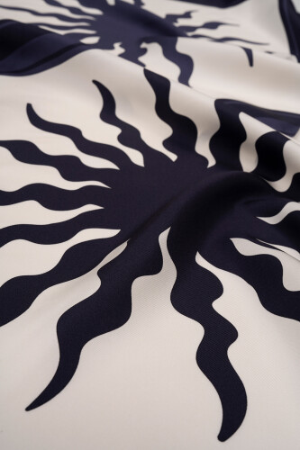 Sun Square Silk Scarf Navy - 2