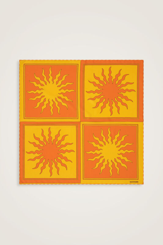 Sun Square Silk Scarf Orange - 1