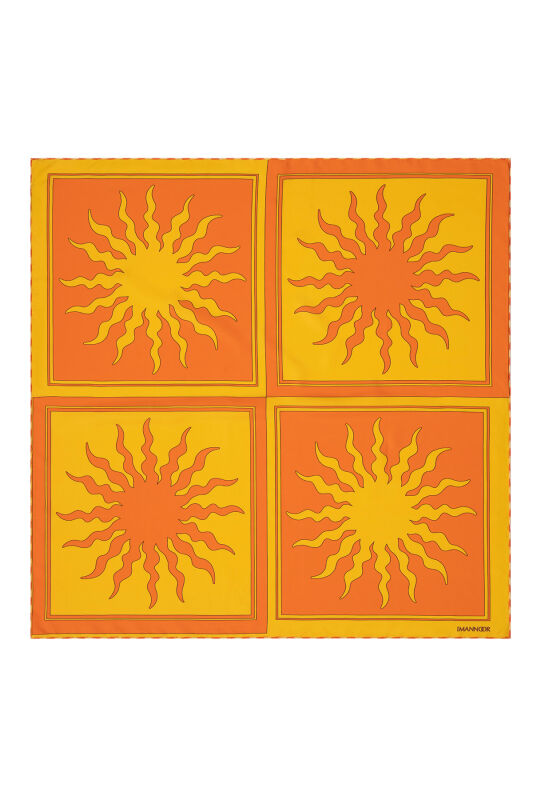 Sun Square Silk Scarf Orange - 1