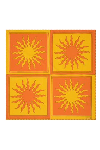 Sun Square Silk Scarf Orange 