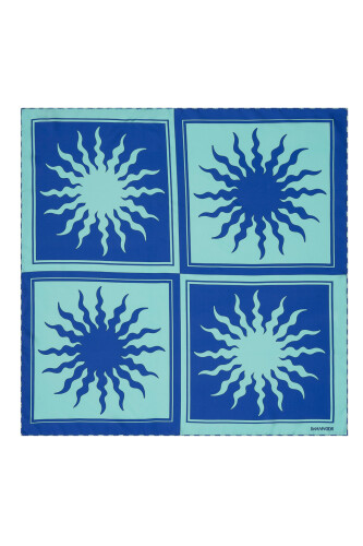 Sun Square Silk Scarf Sax Blue 