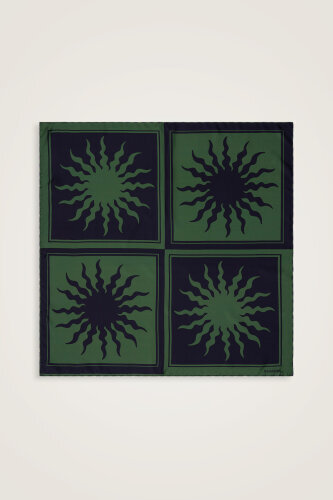 Sun Square Silk Scarf Warmossgreen 
