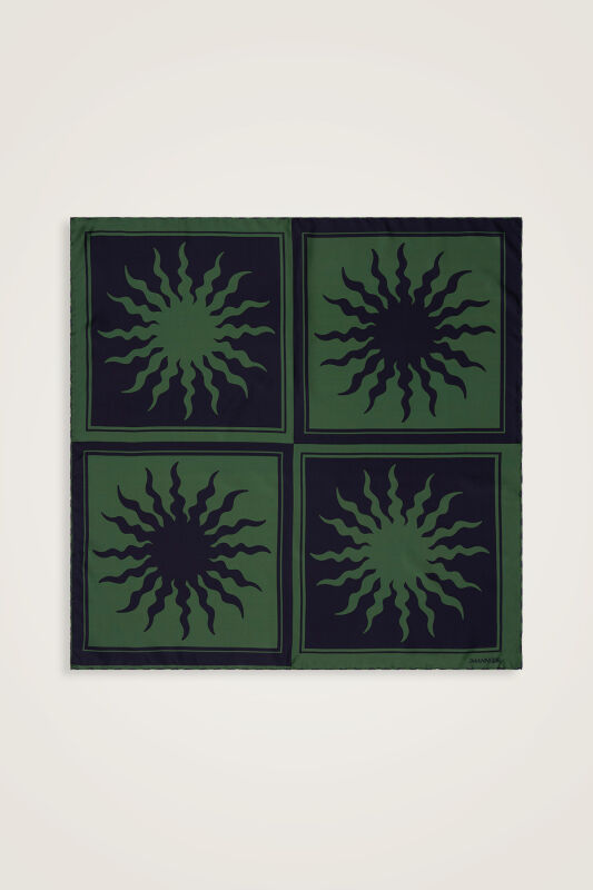 Sun Square Silk Scarf Warmossgreen - 1