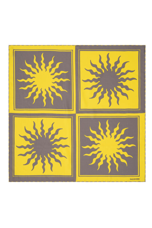 Sun Square Silk Scarf Yellow - 1