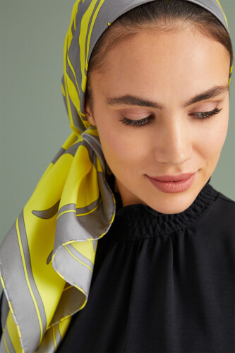 Sun Square Silk Scarf Yellow - 5