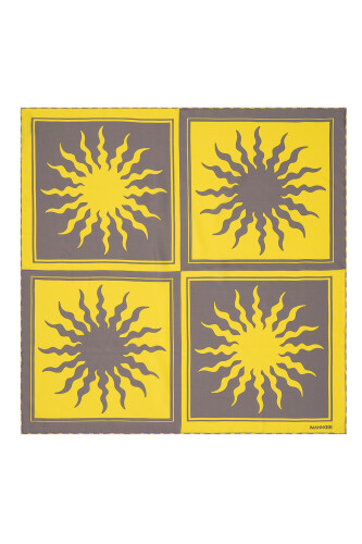 Sun Square Silk Scarf Yellow 