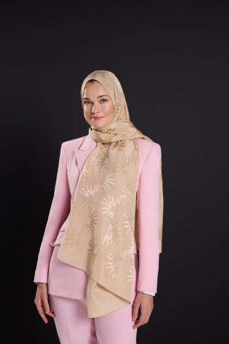 Sunrise Beige Shiny Jacquard Shawl 