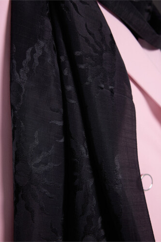 Sunrise Black Shiny Jacquard Shawl - 6