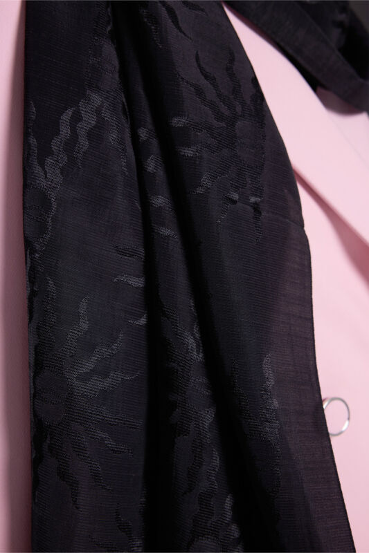 Sunrise Black Shiny Jacquard Shawl - 6