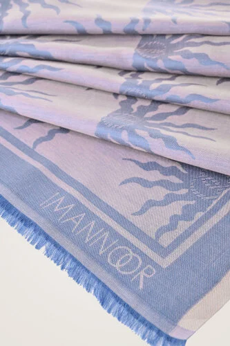 Sunrise Blue Cotton Silk Shawl - 4