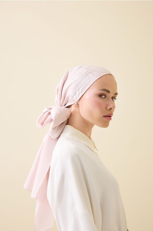 Sunrise Cream Shiny Jacquard Shawl - 3