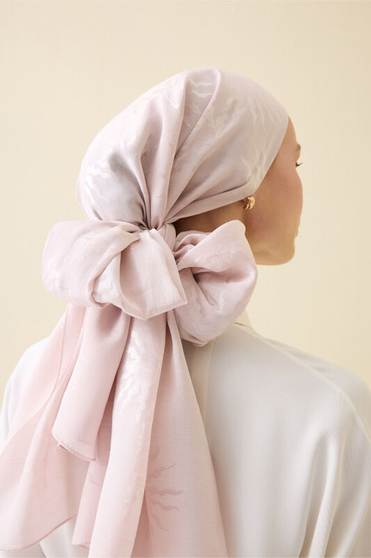 Sunrise Cream Shiny Jacquard Shawl - 1