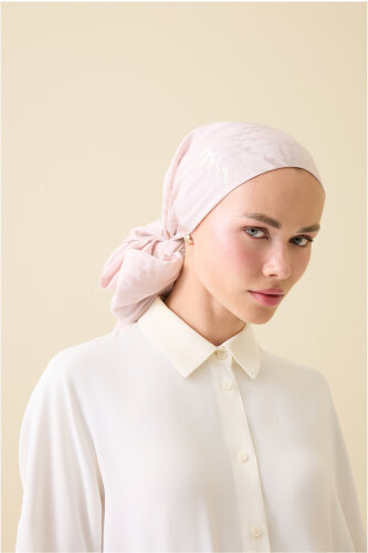 Sunrise Cream Shiny Jacquard Shawl - 4