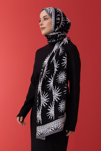 Sunrise Flush Viscose Shawl Black 