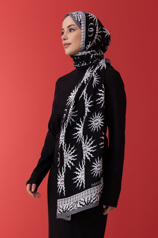 Sunrise Flush Viscose Shawl Black - 1