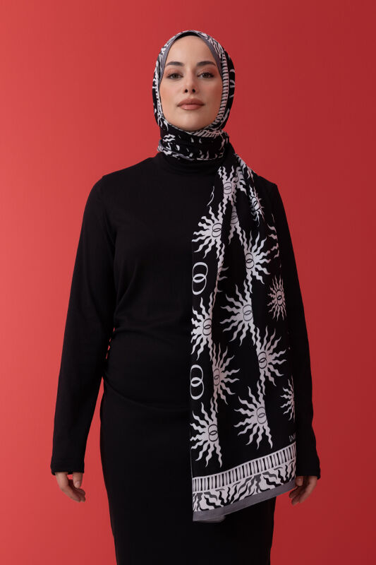 Sunrise Flush Viscose Shawl Black - 5