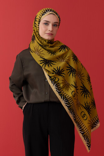 Sunrise Flush Viscose Shawl Olive - 5