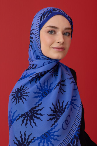 Sunrise Flush Viscose Shawl Indigo - 3