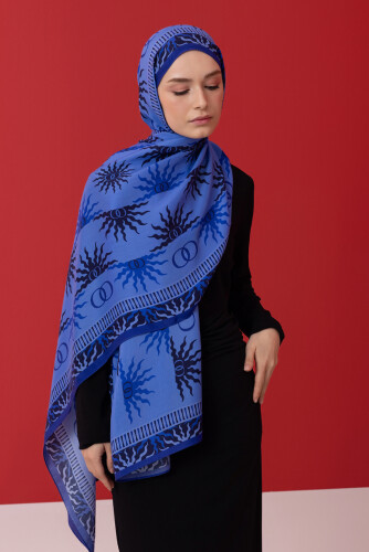 Sunrise Flush Viscose Shawl Indigo 