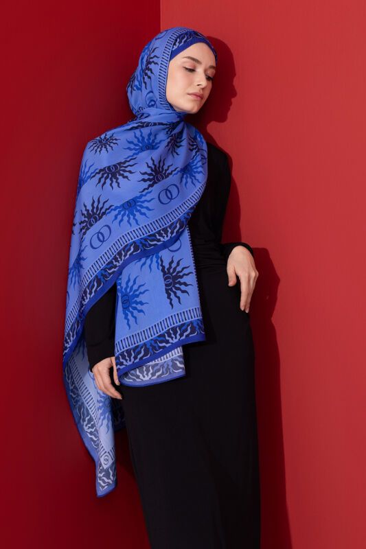 Sunrise Flush Viscose Shawl Indigo - 7