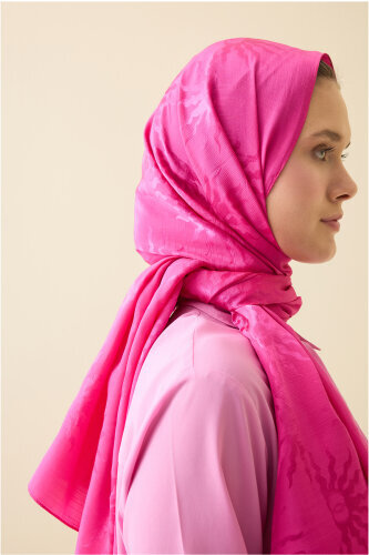 Sunrise Fuchsia Shiny Jacquard Shawl - 3