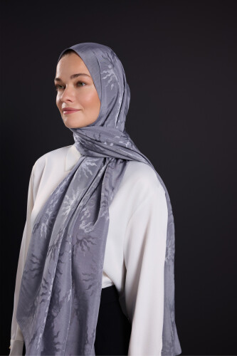 Sunrise Gray Shiny Jacquard Shawl 