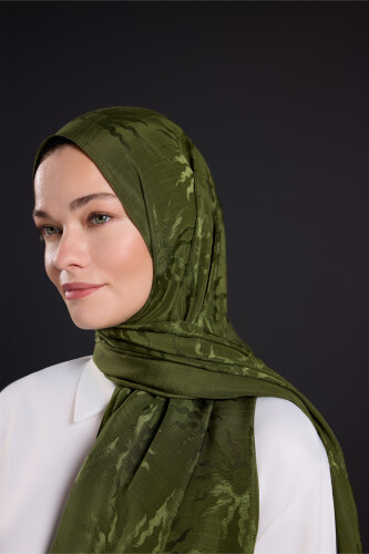 Sunrise Khaki Shiny Jacquard Shawl 