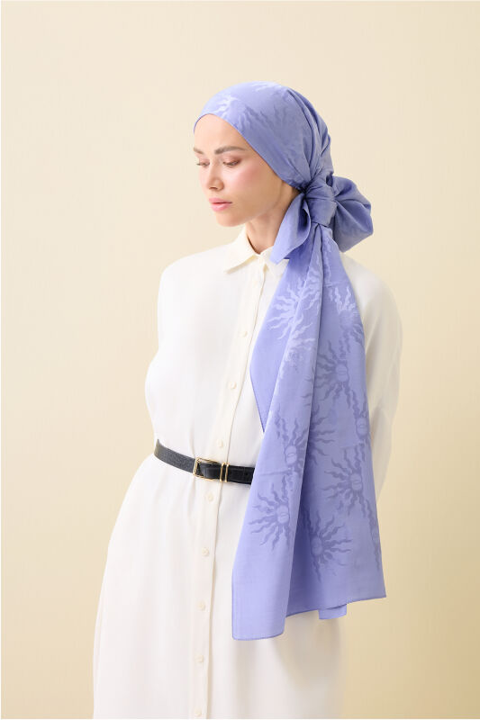 Sunrise Lavender Shimmer Jacquard Shawl - 3