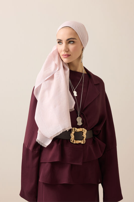 Sunrise Light Pink Cotton Silk Shawl - 1