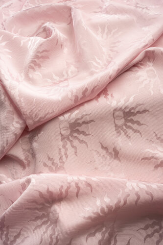 Sunrise Light Pink Shiny Jacquard Shawl - 4