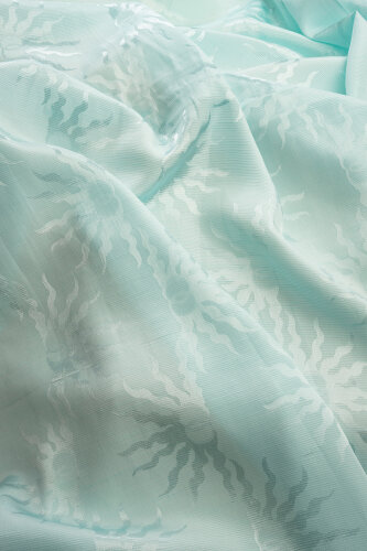 Sunrise Light Turquoise Shiny Jacquard Shawl - 4