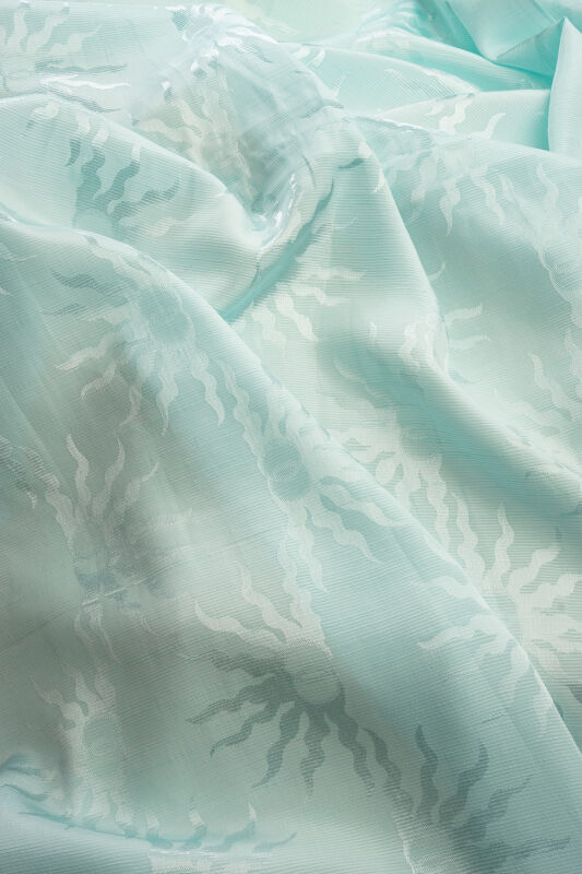 Sunrise Light Turquoise Shiny Jacquard Shawl - 4