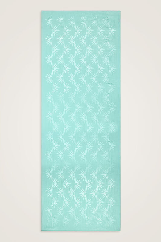 Sunrise Light Turquoise Shiny Jacquard Shawl - 2