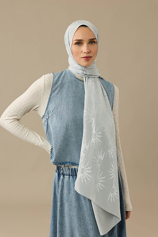 Sunrise Moon Dust Shiny Jacquard Shawl - 3