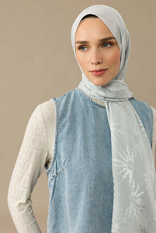 Sunrise Moon Dust Shiny Jacquard Shawl - 4