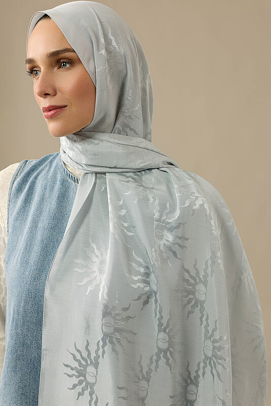 Sunrise Moon Dust Shiny Jacquard Shawl - 5