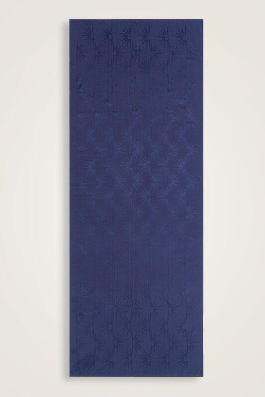 Sunrise Navy Blue Shiny Jacquard Shawl - 2