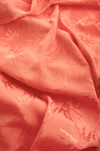 Sunrise Peach Shiny Jacquard Shawl - 4