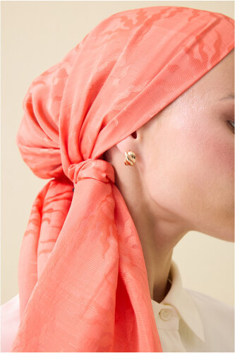 Sunrise Pomegranate Flower Shiny Jacquard Shawl - 5