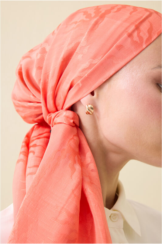 Sunrise Pomegranate Flower Shiny Jacquard Shawl - 5