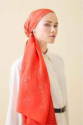 Sunrise Pomegranate Flower Shiny Jacquard Shawl 