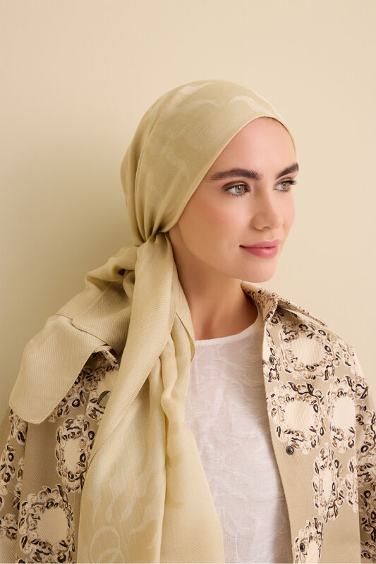 Sunrise Sand Beige Spacious Tencel Shawl - 1