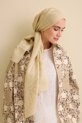 Sunrise Sand Beige Spacious Tencel Shawl - Imannoor (3)