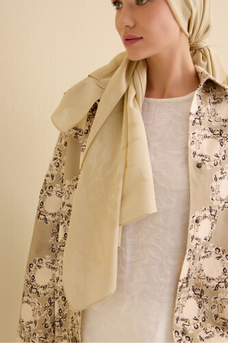 Sunrise Sand Beige Spacious Tencel Shawl - 5