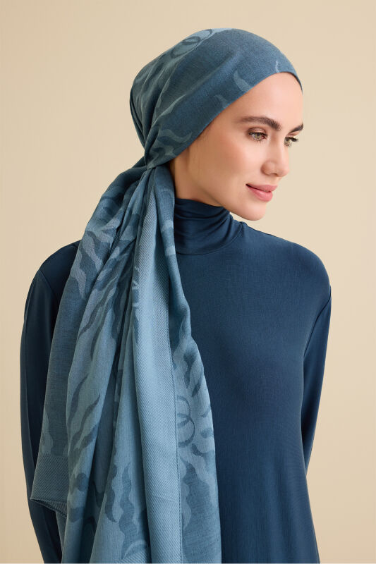 Sunrise Sand Turquoise Spacious Tencel Shawl - 1