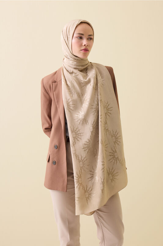 Sunrise Stone Shiny Jacquard Shawl - 3