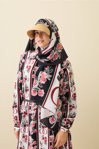 Swing Burgundy Silk Shawl - Imannoor (3)