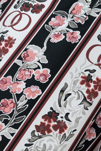 Swing Cuff Detailed Black-Burgundy Plaid Silk Dress - 6