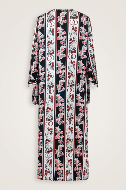 Swing Cuff Detailed Black-Burgundy Plaid Silk Dress - 4