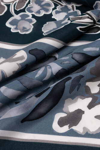 Swing Navy Blue Silk Shawl - 4